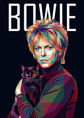 David Bowie with Black Cat Pop Art