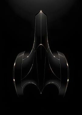 Obsidian Beacon — Gold-Edged Futuristic Starship Silhouette