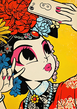 Pop Art Geisha Taking a Selfie