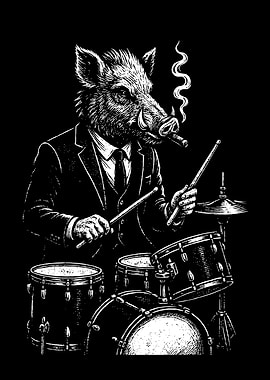 Boar Drummer Smoking a Cigar