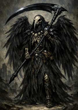 Grim Reaper with Scythe and Wings