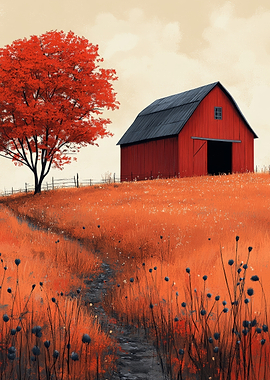 Autumn Barn Landscape