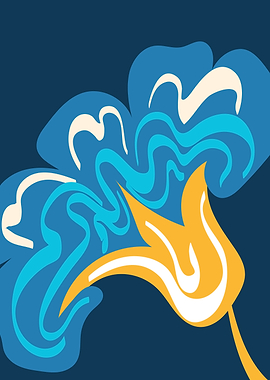 Abstract Blue and Yellow Floral Design