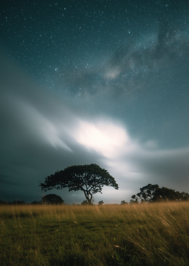 Milky Way over Acacia Trees
