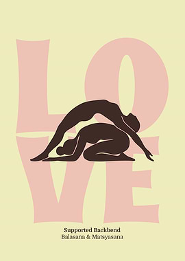 Couple Yoga Pose Print | Matisse Style Wall Art | Boho Love Poster
