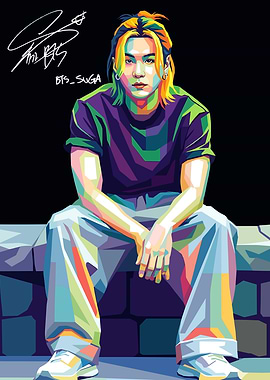 Suga BTS Pop Art Portrait