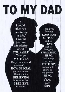 Dad and Son Silhouette with Text