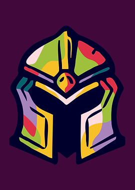 Colorful Knight Helmet Pop Art