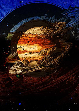 Stylized Planet with Rings