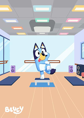 Bluey doing a dance pose