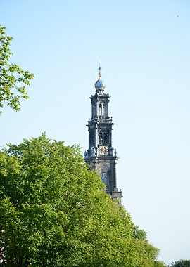 Westerkerk Tower Above Greenery