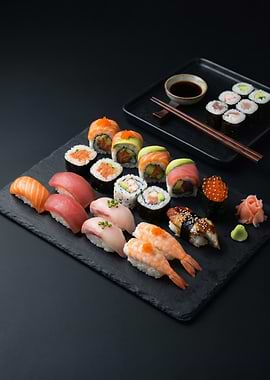 Assortment of Sushi and Rolls poster