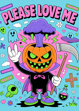 Spooky Pumpkin Character with Text