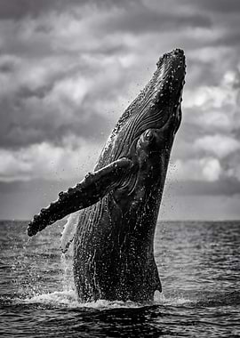 Humpback whale breaching
