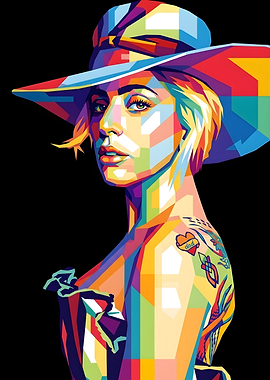 Colorful Pop Art Portrait of Lady Gaga