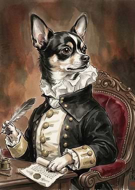 Chihuahua in 18th Century Attire
