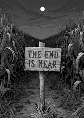 The End is Near Cornfield Sign