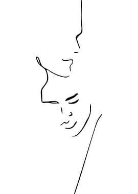 Minimalist Line Art of Two Faces