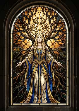 Stained Glass Tree of Life Woman