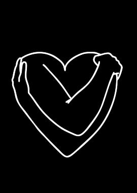 Heart Hug Line Art