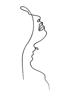 Minimalist Line Art of Two Faces
