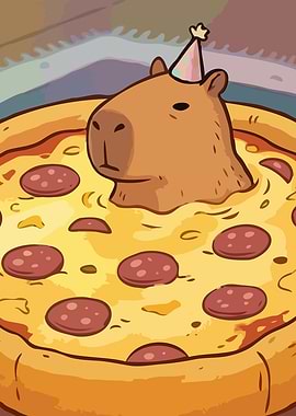 Pizza Capybara - Funny Party Hat Pepperoni