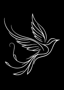 White Dove Line Art