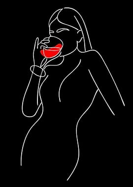 Woman drinking red wine