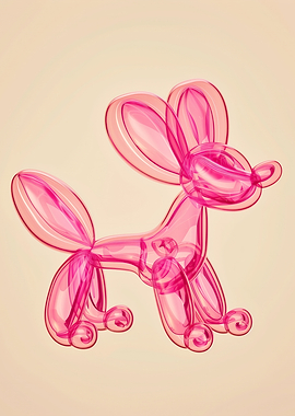Pink Glass Balloon Dog Minimalist Sculpture