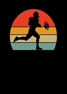 Retro Football Player Sunset Silhouette