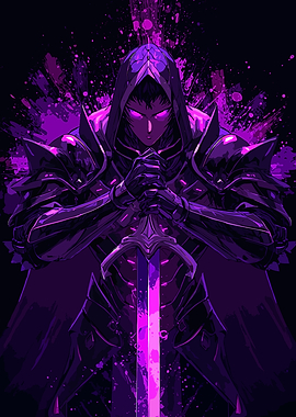 Dark Knight with Glowing Sword
