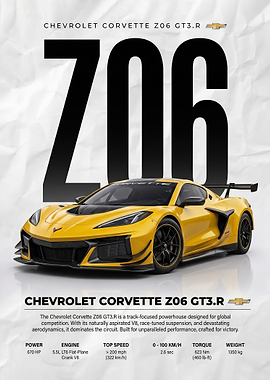 Chevrolet Corvette Z06 GT3.R Yellow Sports Car