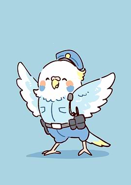 Cute Budgie Police Officer