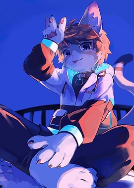 Anthropomorphic Cat Character Posing