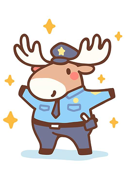 Cute Moose Police Officer