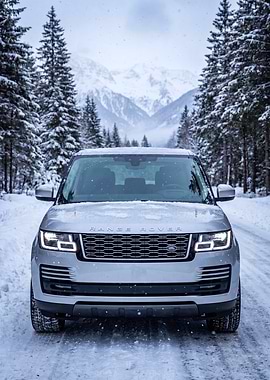 Range Rover in Snowy Forest