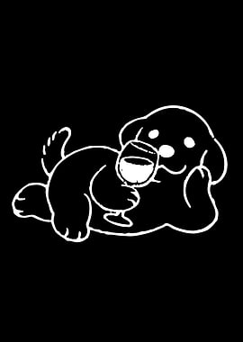 Cute dog drinking wine