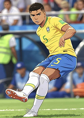 Anime Soccer Player Kicking Ball