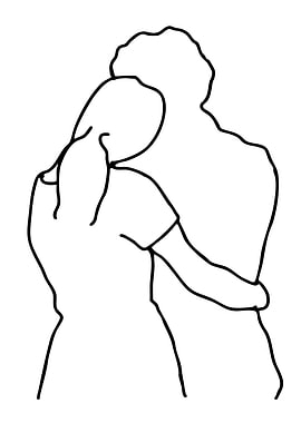 Couple Hugging Line Art
