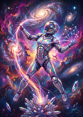 Astronaut Manipulating Cosmic Energy
