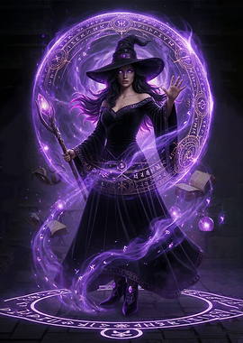Mystical Witch Casting a Spell