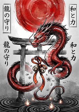 Red Dragon at Torii Gate