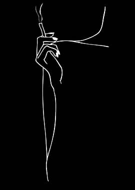 Minimalist line art of a hand holding a cigarette