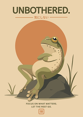 Unbothered Frog Poster – Minimalist Zen Animal Wall Art