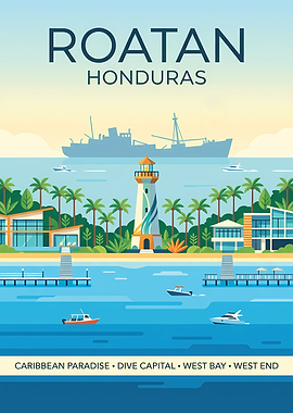 Roatan Honduras Travel Poster