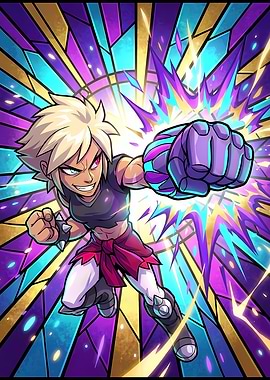 Orion Brawlhalla Character Art - Dynamic Stained Glass Style
