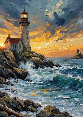 Lighthouse at Sunset
