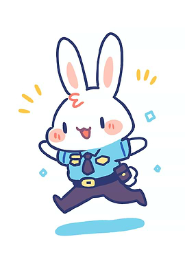 Cute Bunny Police Officer Running