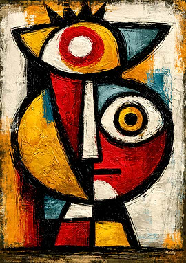 Primitive Cubist Guardian Bold Abstract Wall Art