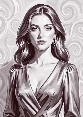 Elegant Woman in a Satin Dress